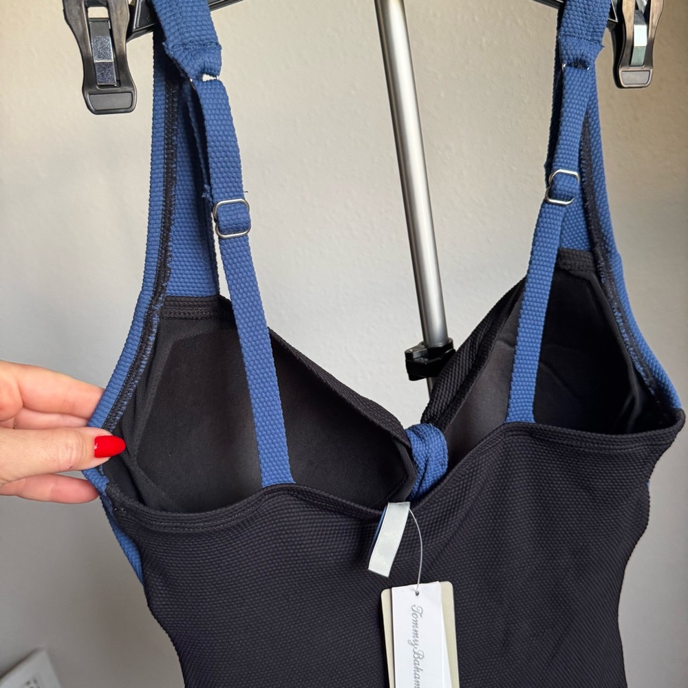 NWT Tommy Bahama Island Cays Color Block Tie Front Tummy Control Tank Swimsuit - Picture 8 of 10